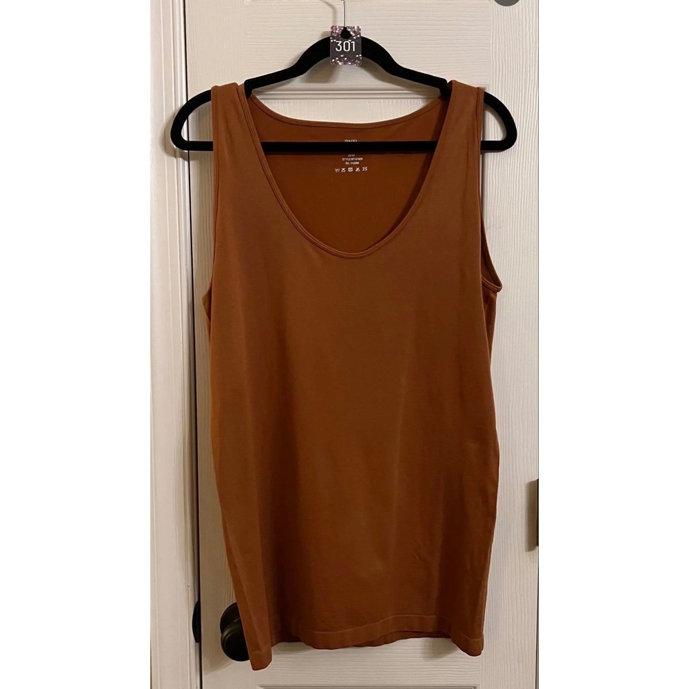Zenana Womens Seamless Tank Top Rust Brown Scoop Neck Layering Cami 2X/3X